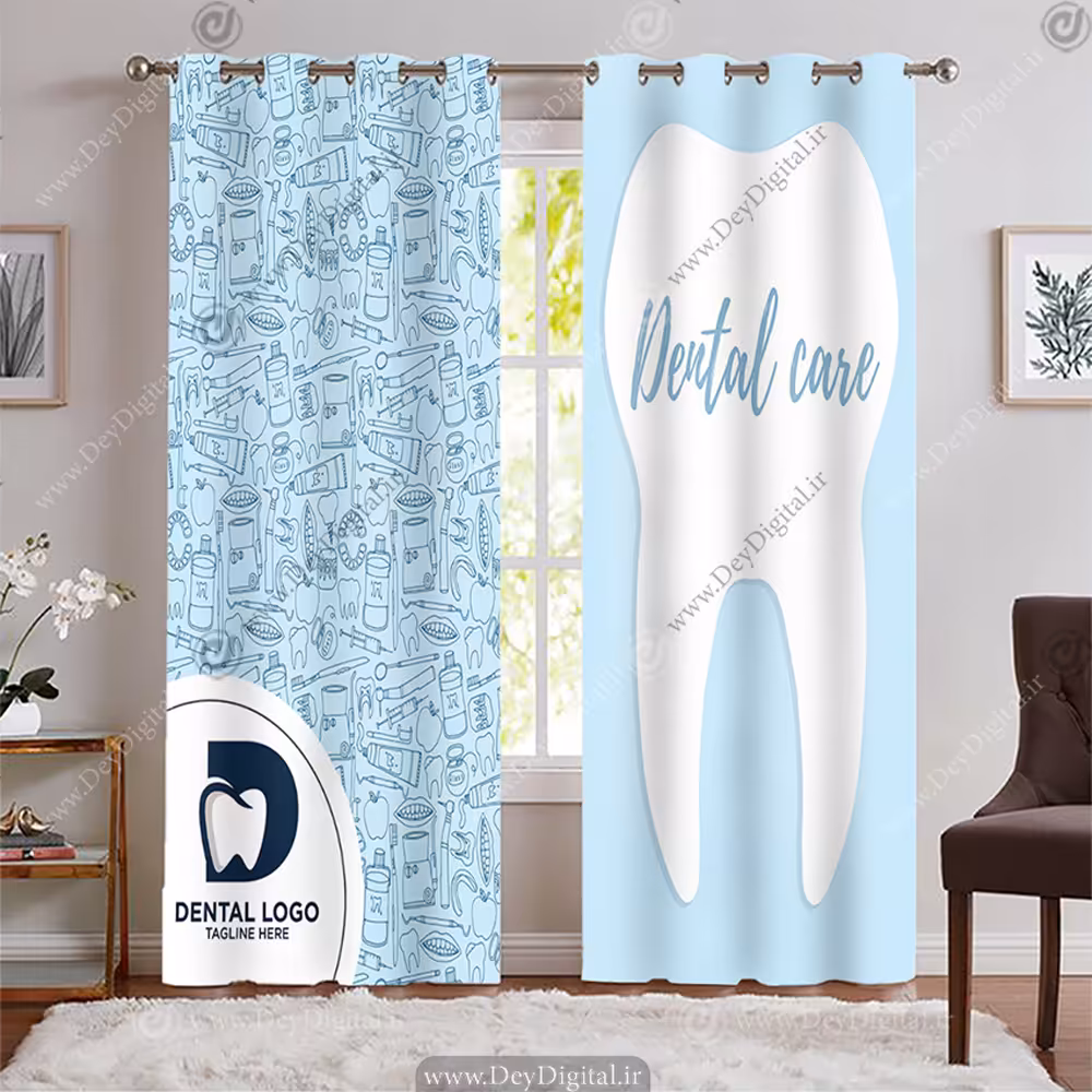 پرده دندان پزشکی طرح مراقبت از دندان با زمینه آبی روشن BA-8567-s