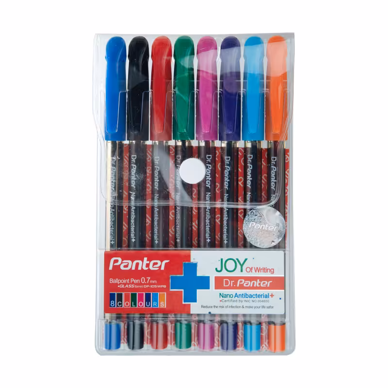 خودکار نانو آنتی باکتریال پنتر مدل DP-105 سایز 0.7 میلی متر بسته 8 عددی