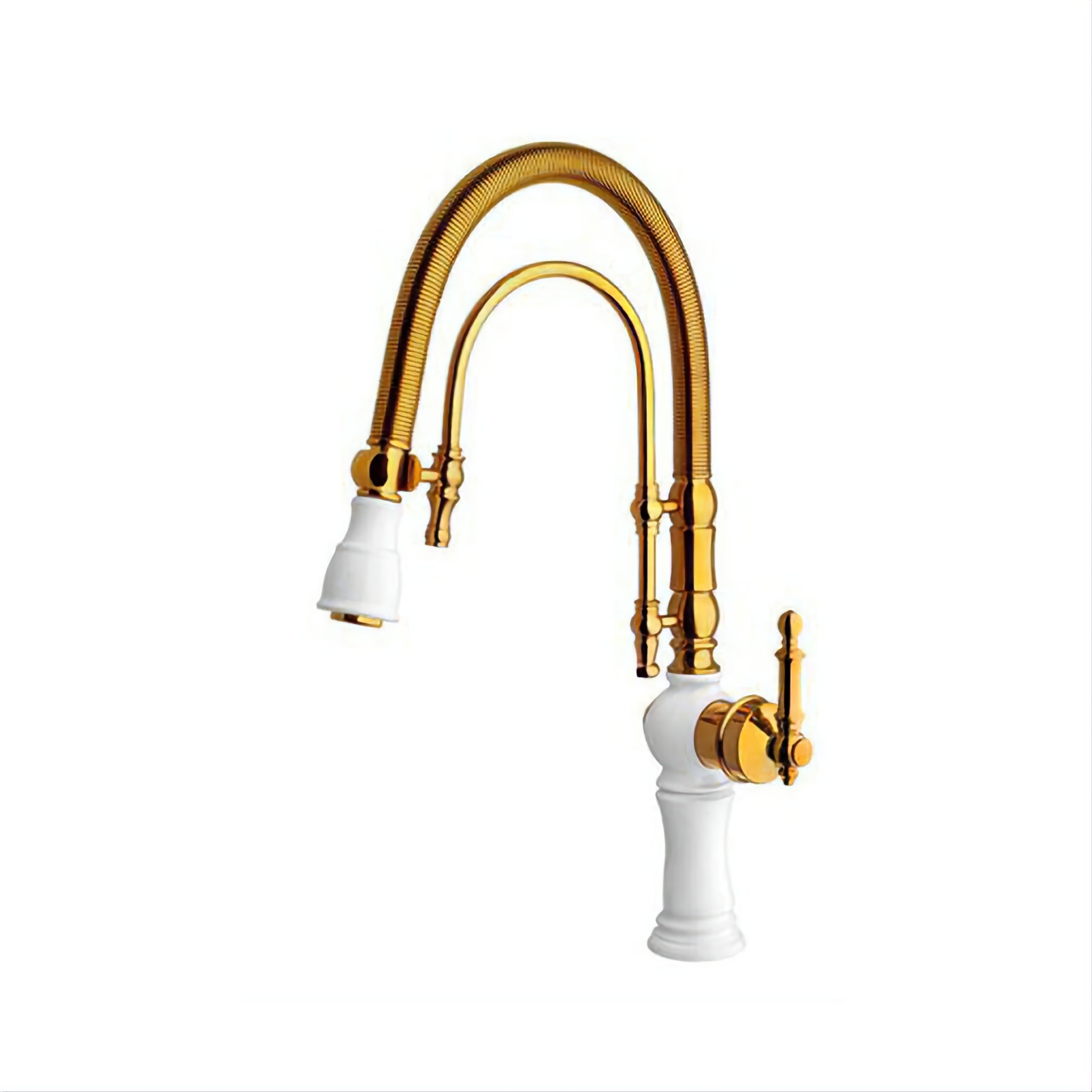 شیر ظرفشویی فنری تک کاره سفید طلایی