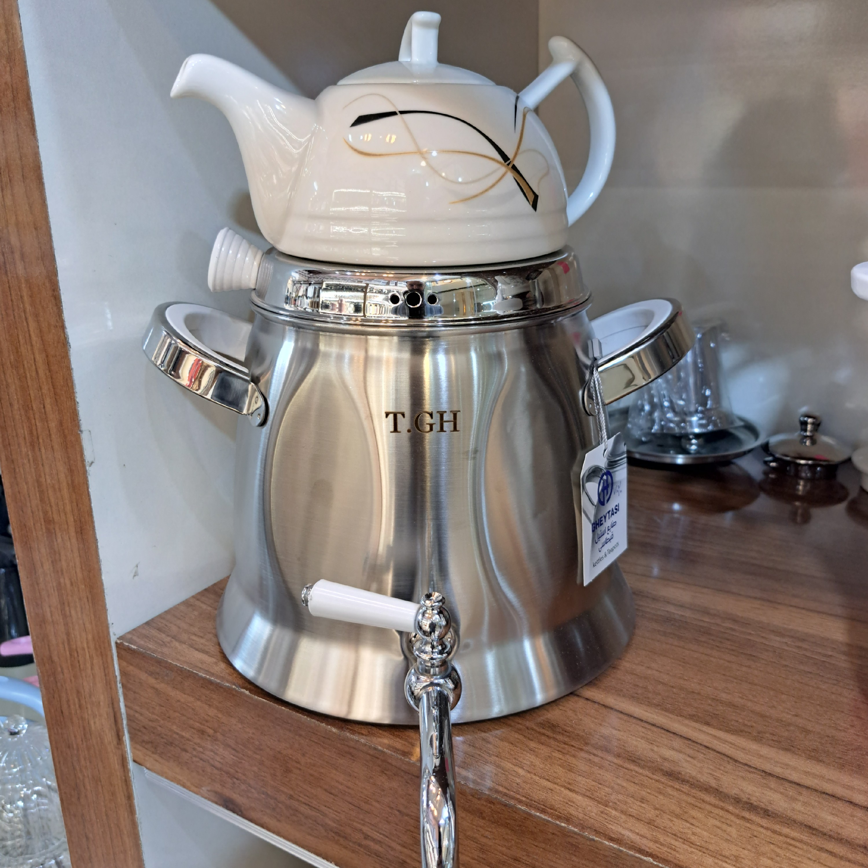 کتری قوری کف چدن استیل مات کد 7020 برند قیطاسی(T.GH)