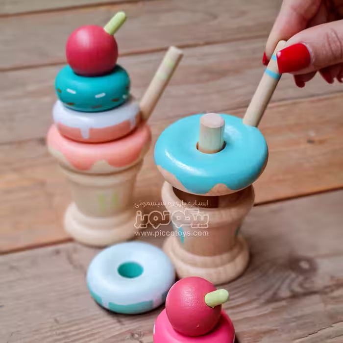 اسباب بازی برج هوش چوبی مدل بستنی کد BZ-44-H