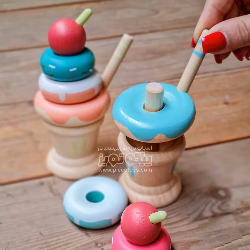 اسباب بازی برج هوش چوبی مدل بستنی کد BZ-44-H