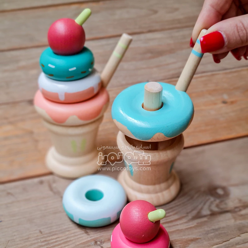 اسباب بازی برج هوش چوبی مدل بستنی کد BZ-44-H