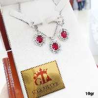 نیمست یاقوت سرخ نقره925 اصل روکش طلاسفید رنگ ثابت