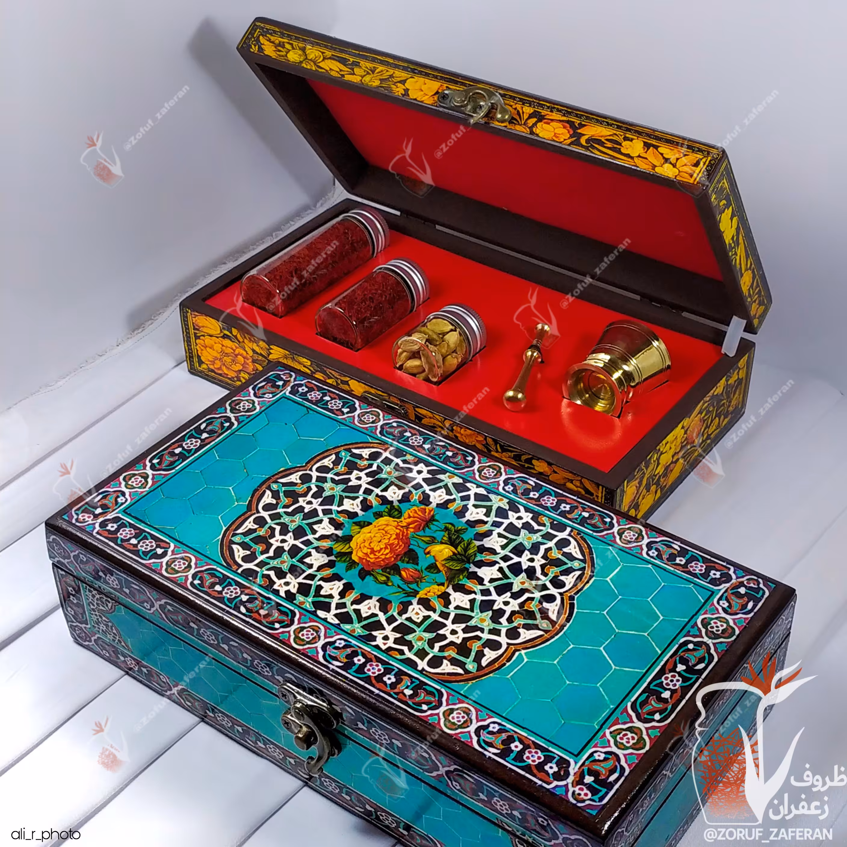 جعبه لوکس چوبی زعفران مدل نگاره