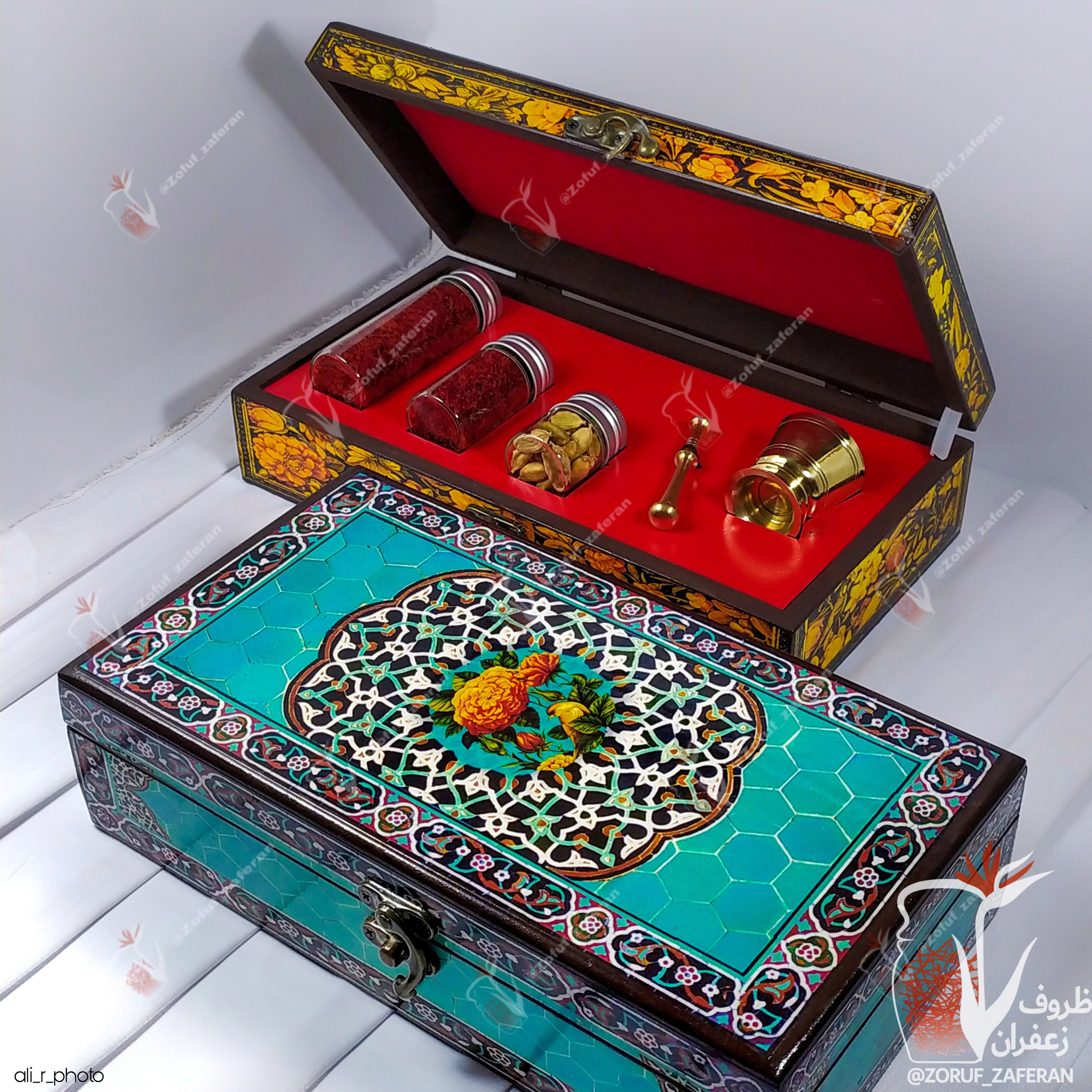 جعبه لوکس چوبی زعفران مدل نگاره