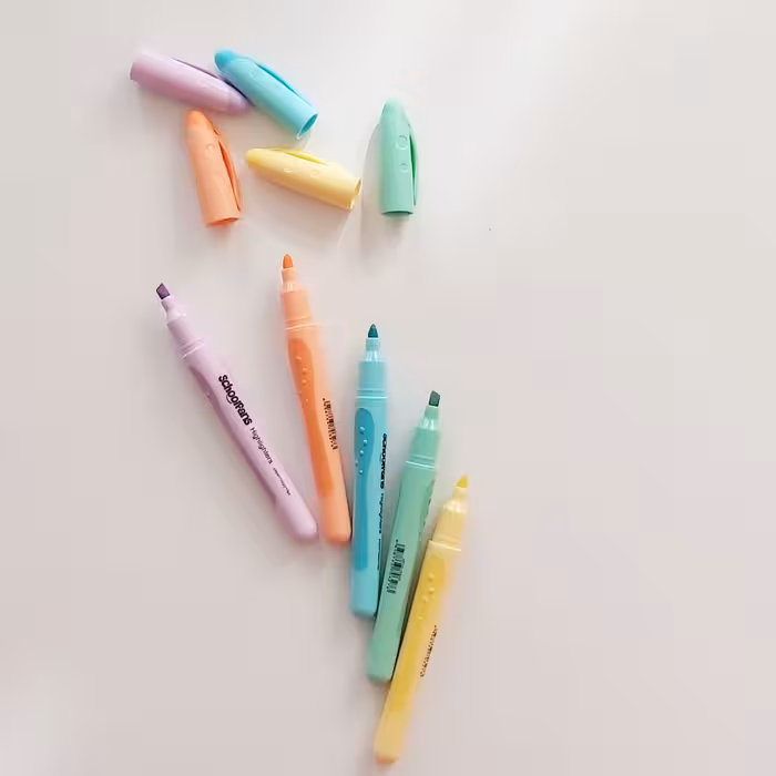 ماژیک هایلایتر قلمی 5 رنگ پاستیلی  نوک نمدی اسکول فنس