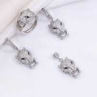 نیم ست نقره طرح تایگر یا ببر قالب طلا سفید کد 16343