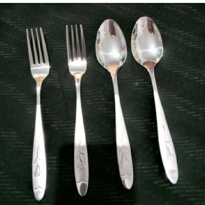 قاشق و چنگال گل میخک 12پارچ ضخیم 420 گرمی