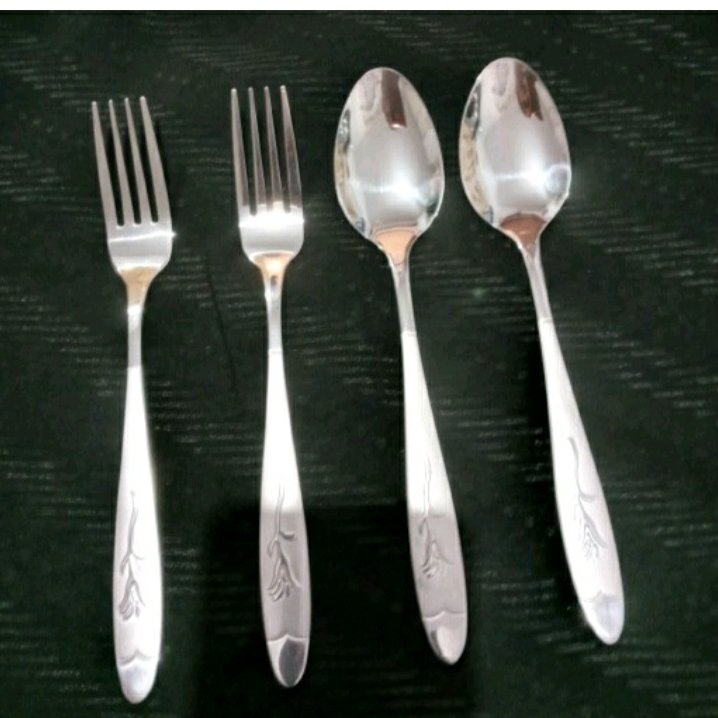 قاشق و چنگال گل میخک 12پارچ ضخیم 420 گرمی