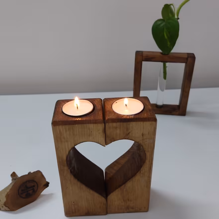 جاشمعی چوبی طرح قلب