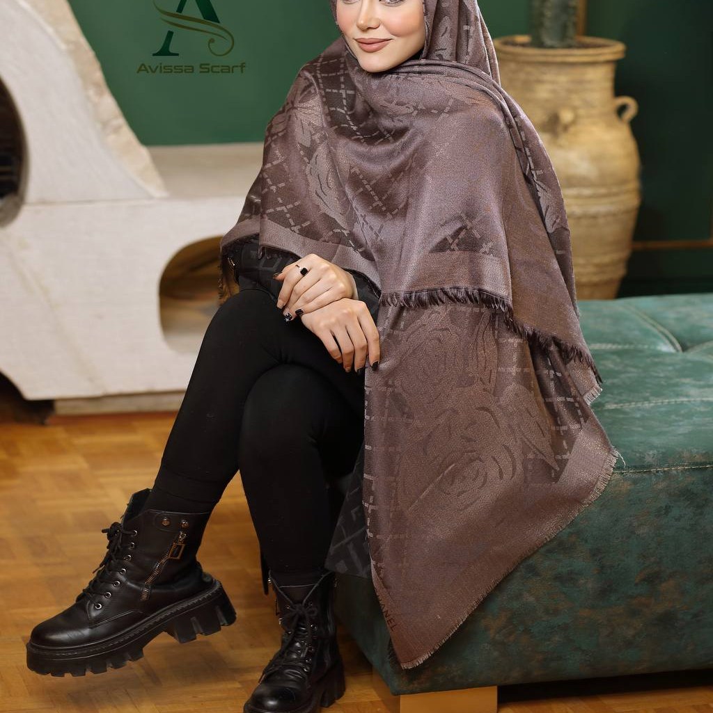 روسری نخی لمه دار طرح شنل (8) کد1004