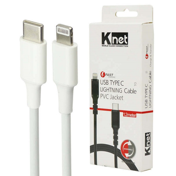 کابل فست شارژ  USB-C به لایتنینگ کی نت 1.2 متر مدل Knet USB-C to Lightning Cable K-CUCL2012