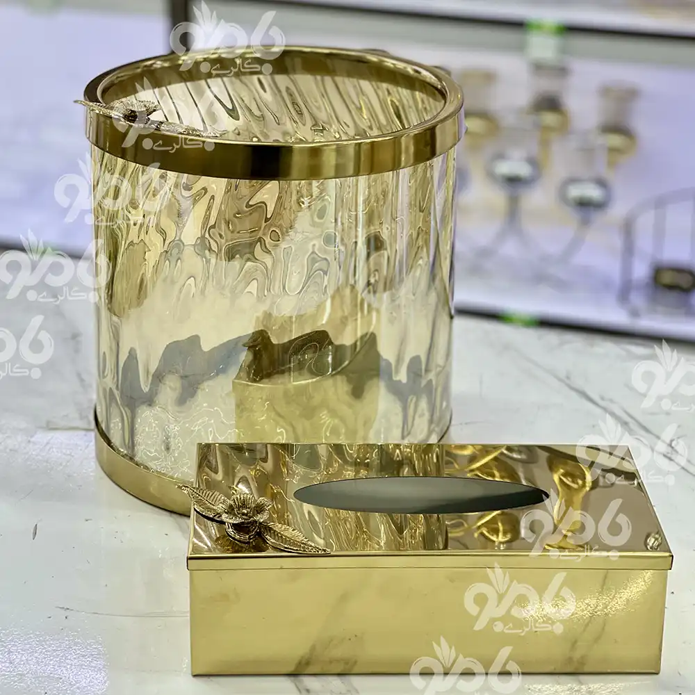 سطل و جادستمال استوانه عسلی 450/63 طلایی