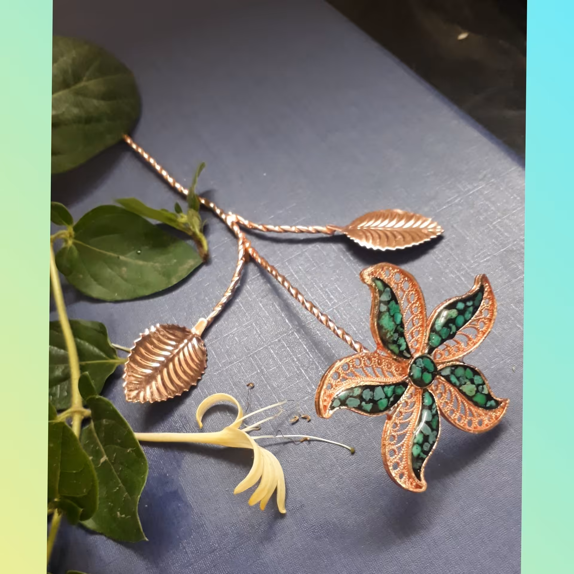 گل مسی و فیروزه کوبی شده کد 2003