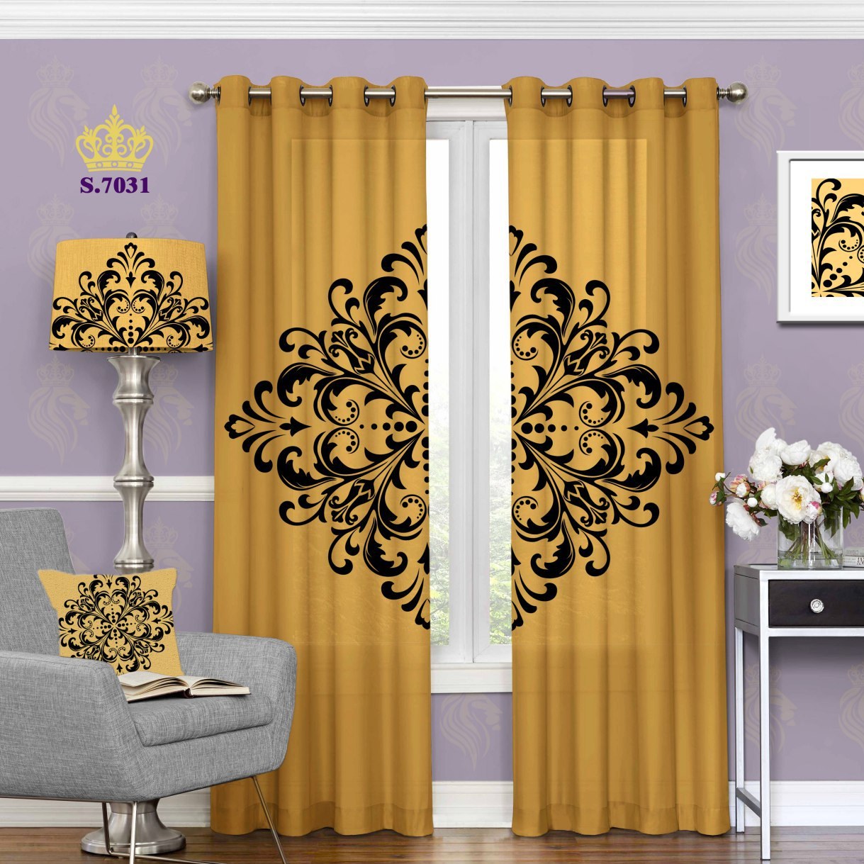 پرده پذیرایی  پانچ شده ارتفاع 3 متر و عرض 1.5 متر کد 7031 طرح اسلیمی