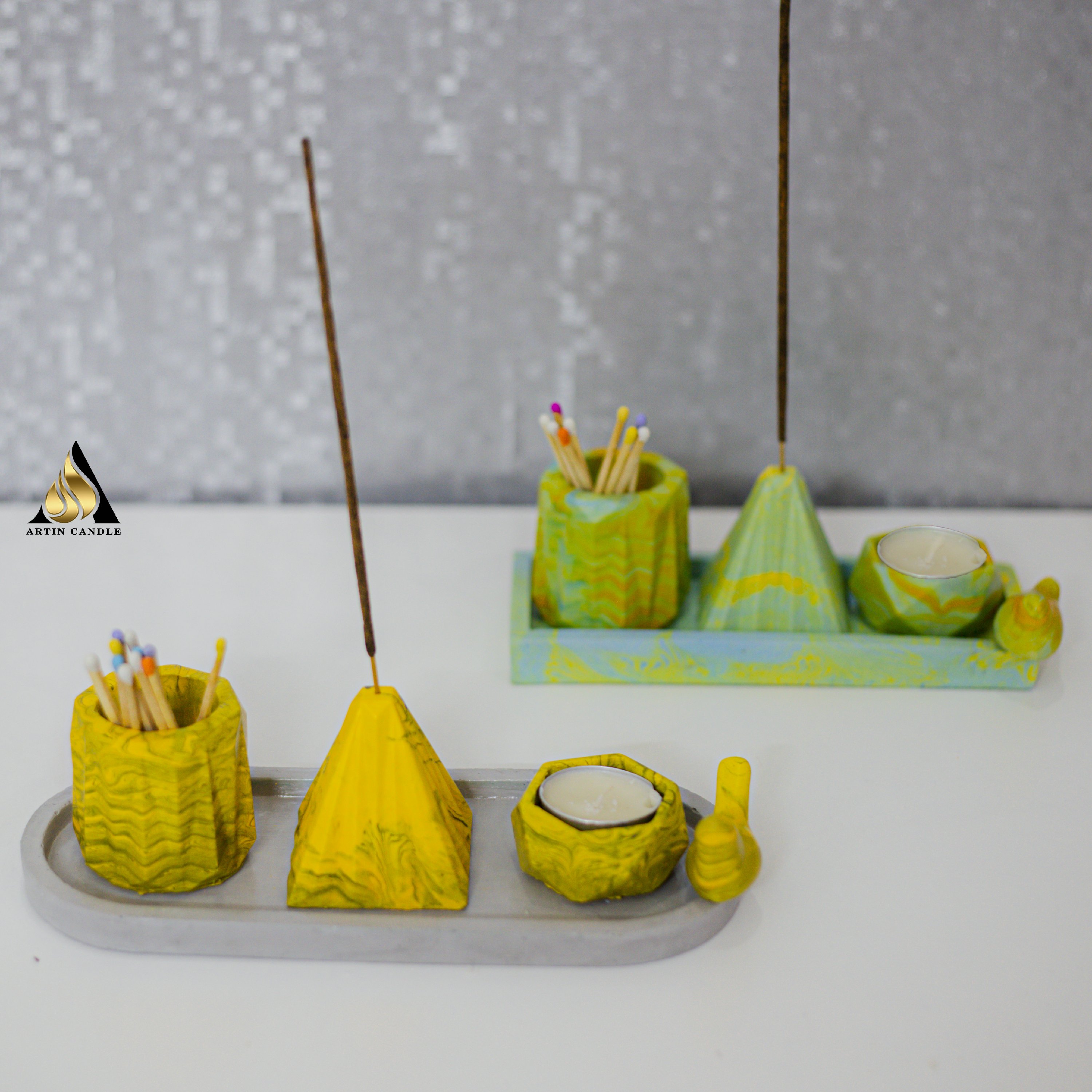 دکوری بتنی.. سینی؛عودسوز؛جای کبریت؛جای وارمر؛ پرنده؛ رنگبندی متنوع سفارش تک و عمده