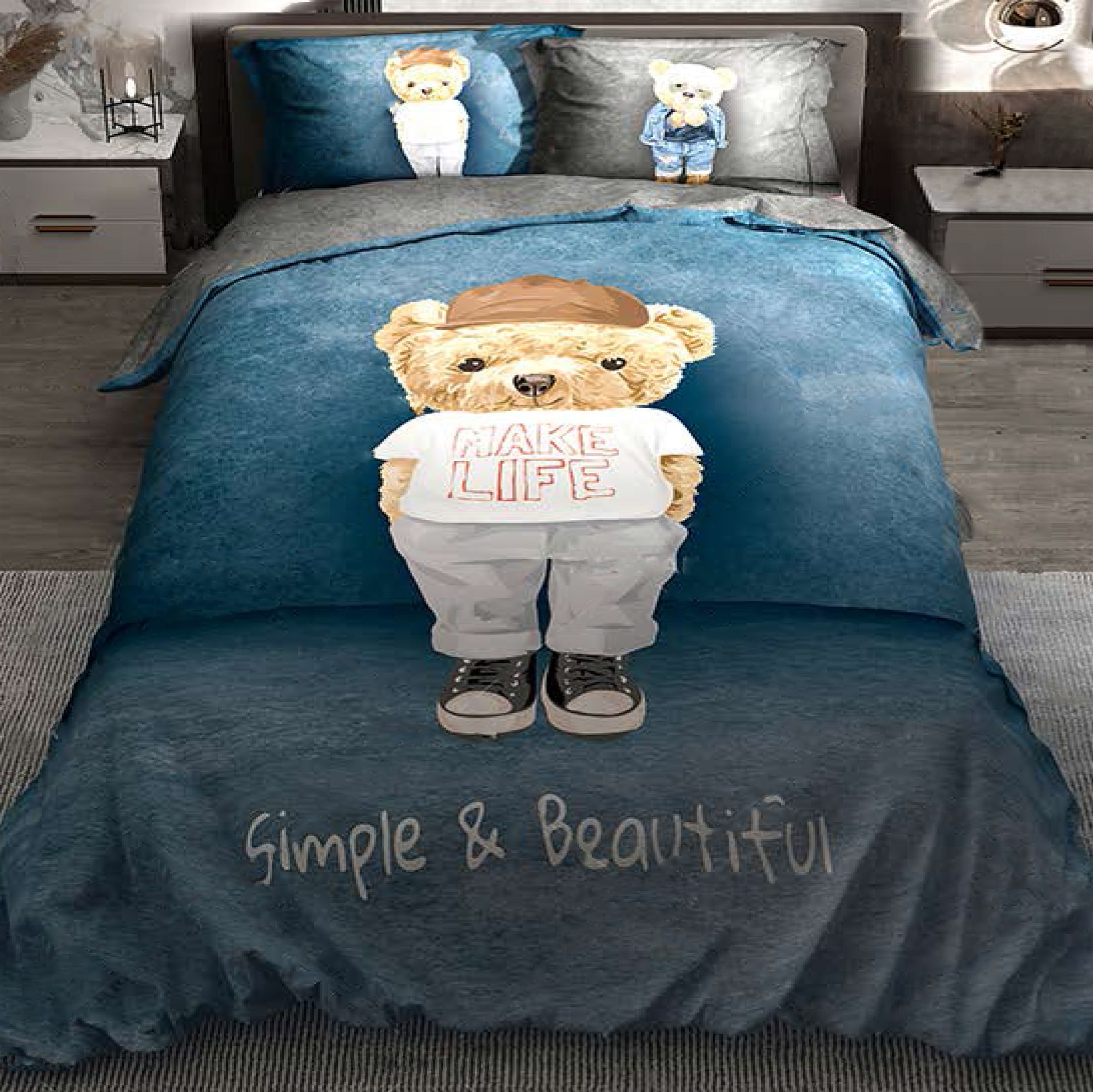 سرویس خواب ترکسان  کد T77  یک نفره 4 تکه دو رو طرحدار