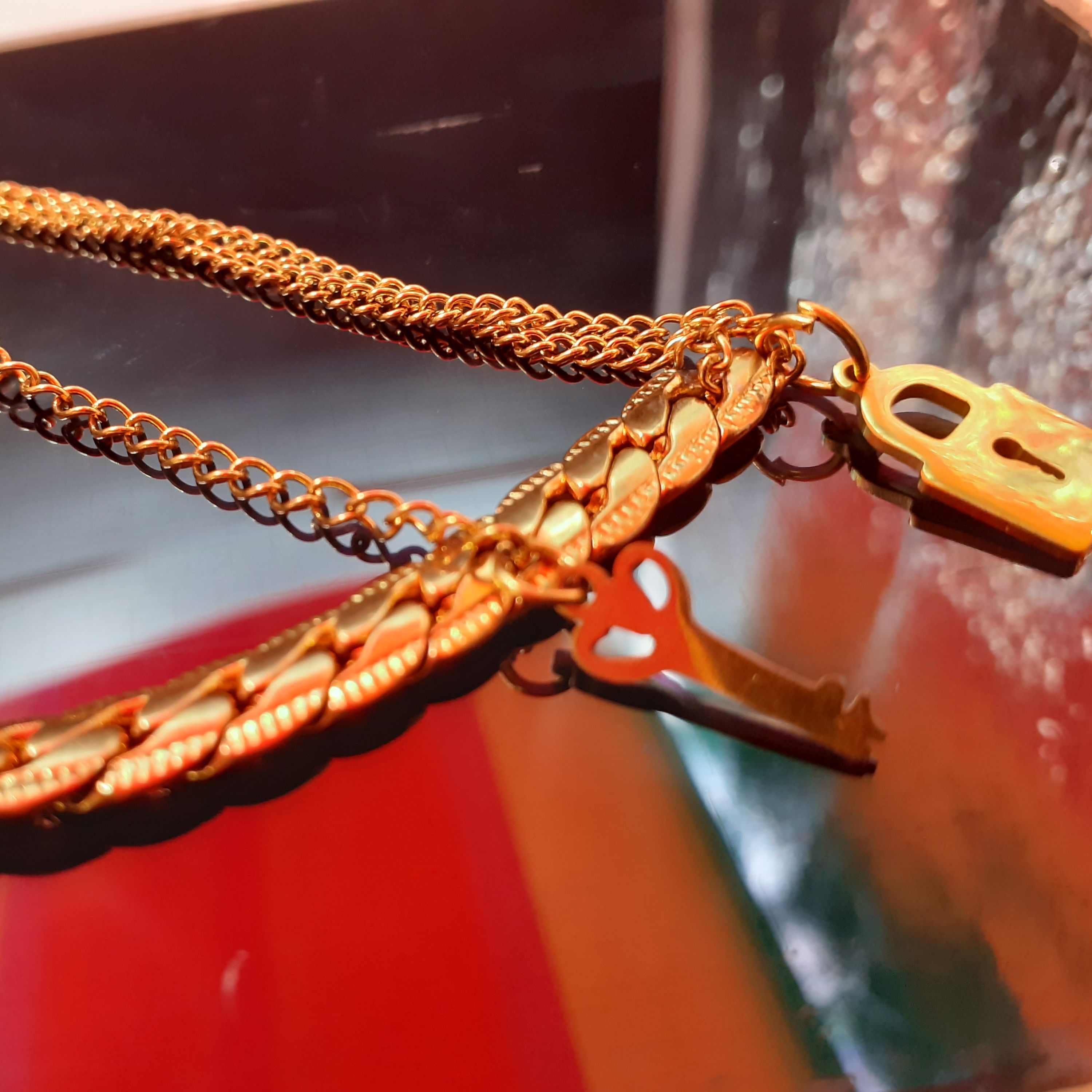 دستبند استیل ضد حساسیت رنگ ثابت قفل دو لاین رنگ ثابت(187)