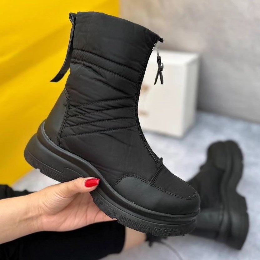 بوت شمعی (  کاپشنی) مدل جلو زیپ خور مشکی 