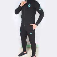 ست ورزشی دوتیکه گرمکن و شلوار رئال مادرید مشکی   Jacket and Trousers Real Madrid