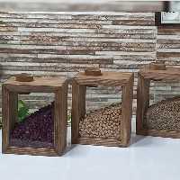 استند و باکس حبوبات و خشکبار آشپزخانه چوبی رنگ قهوه ای تیره چوب روس
