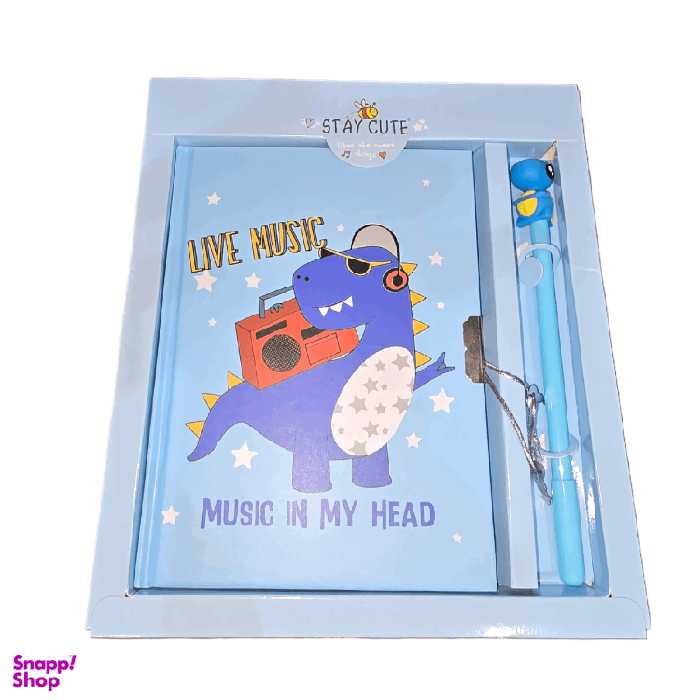 دفتر مدل قفل دار طرح دایناسوری کد 2025 Dragon  به همراه روان نویس