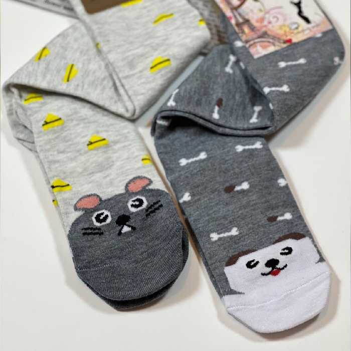 جوراب ساق بلند طرح موش و سگ