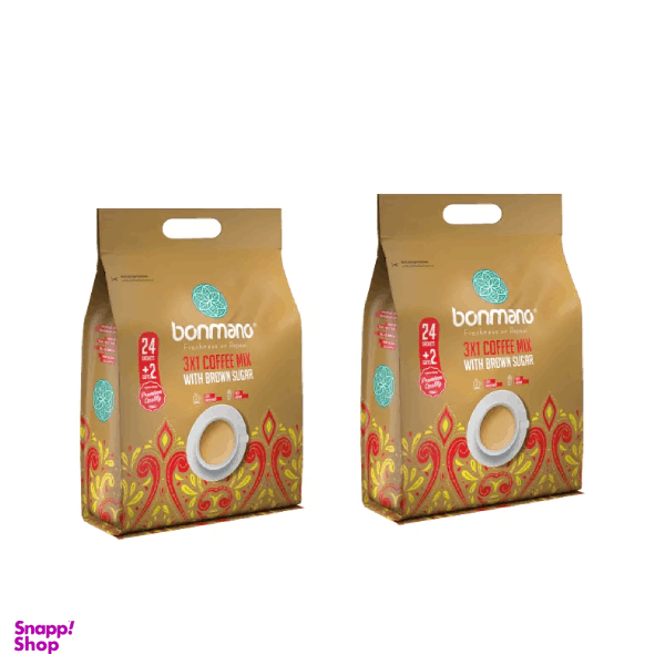 کافی میکس 1×3 با شکر قهوه ای بن مانو بسته 24 عددی مجموعه ۲ عددی