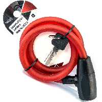 قفل کابلی سیم بکسلی کلیدی دوچرخه برند وایب مدل 1000C14 سایز 12 با طول 850میلیمتر قرمز Cable Lock Bicycle Brand VIBE Size 12x850mm Model 1000C14 Red