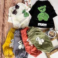 ست اسپورت بچگانه شیک و زیبا کراپ و شلوارک دلبر  مناسب حدود سنی 2 تا 6 سال رنگبندی متنوع و جذاب 