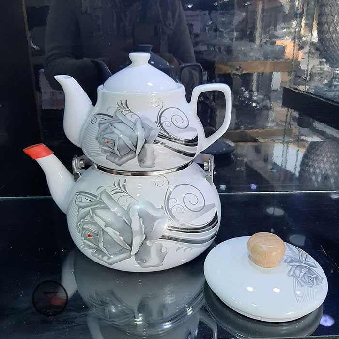 ست کتری و قوری لعابی چین طرح 106