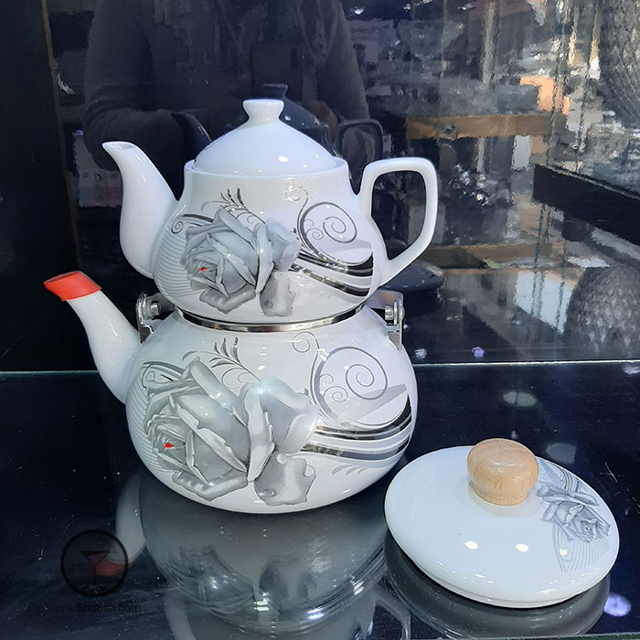 ست کتری و قوری لعابی چین طرح 106