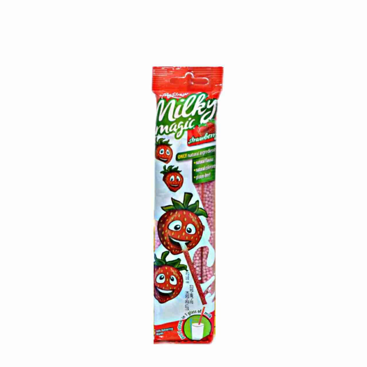 نی شیر طعم توت فرنگی ( بدون گلوتن ) 5 عدد میلکی مجیک - milky magic