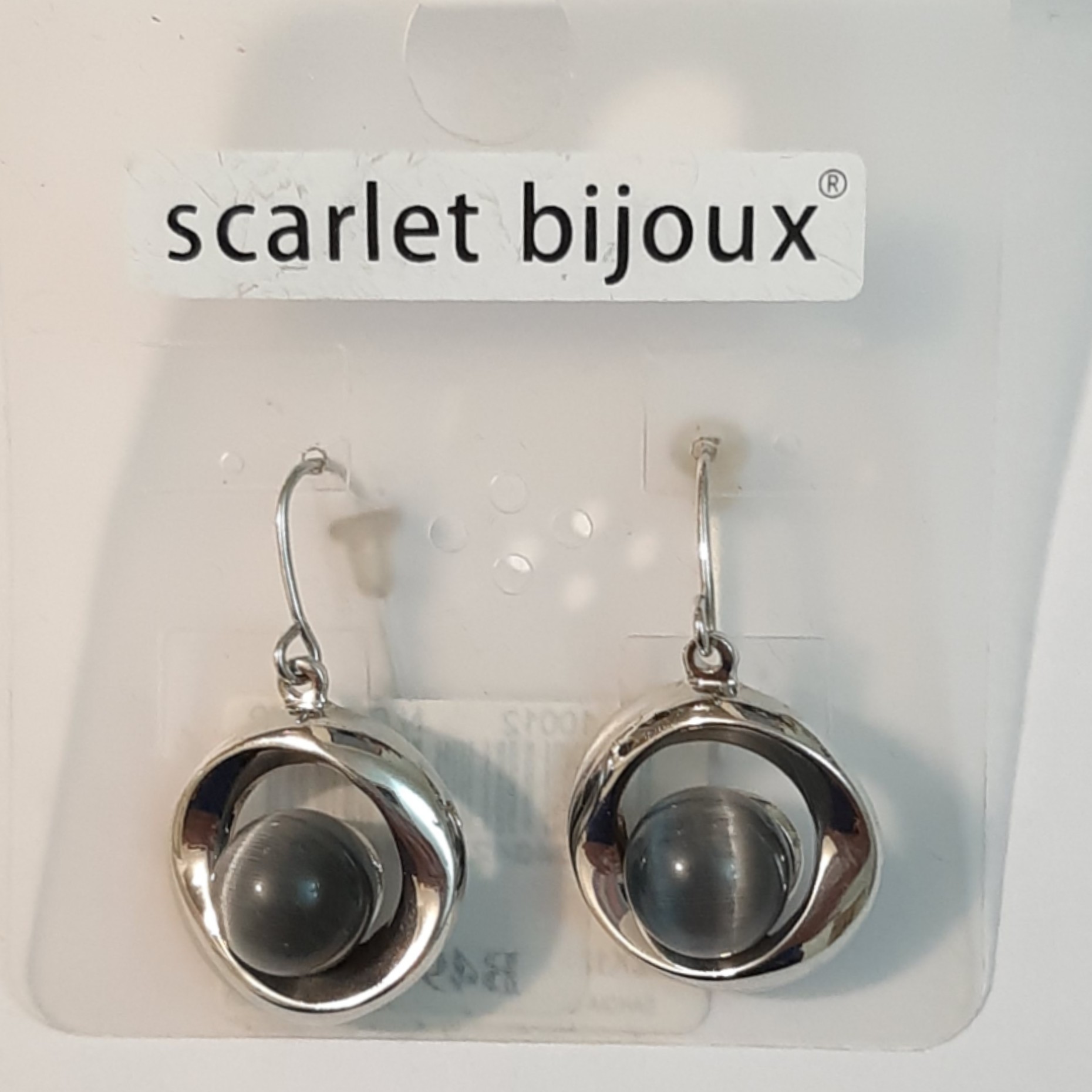 گوشواره آویز با سنگ طوسی اسکارلت بیژوکس آلمان کد 1015 (ارسال رایگان )