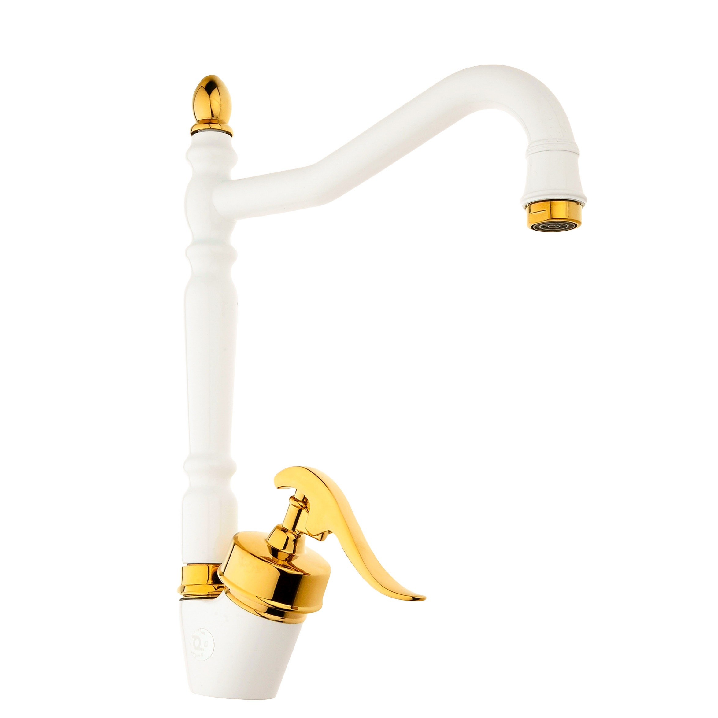 شیر آشپزخانه شیرالات رز مدل آنتیک سفید طلایی تنه سنگین و تمام برنجی 