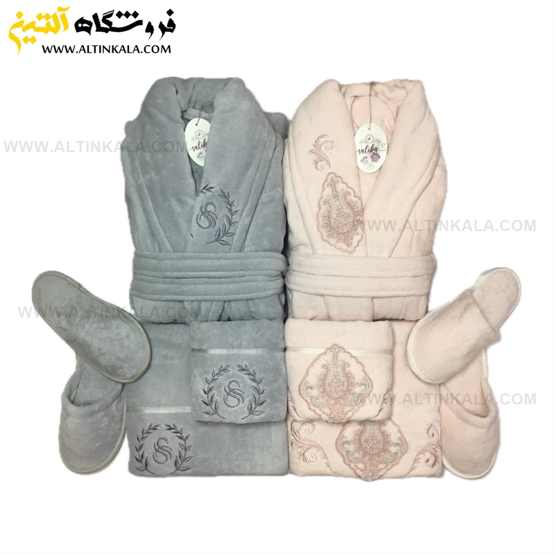 سرویس حوله عروس و داماد 12تکه گیپور دوزی برند SALIKA