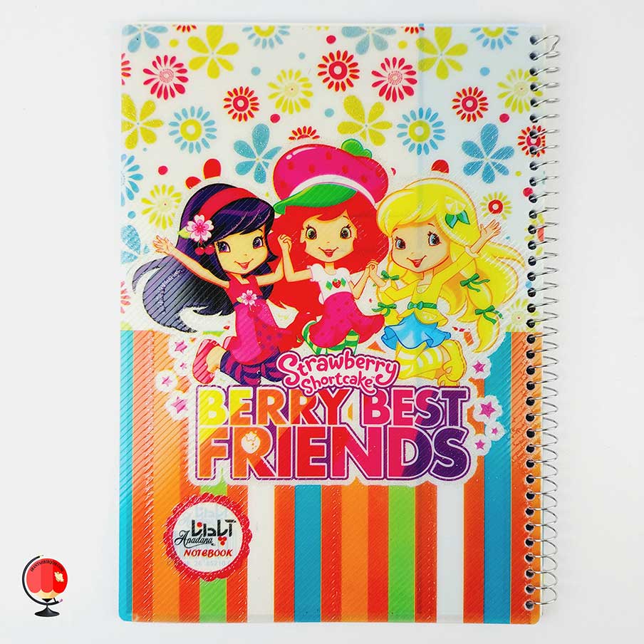 دفتر مشق 50 برگ سیمی طرح دختر توت فرنگی جلد طلقی آپادانا