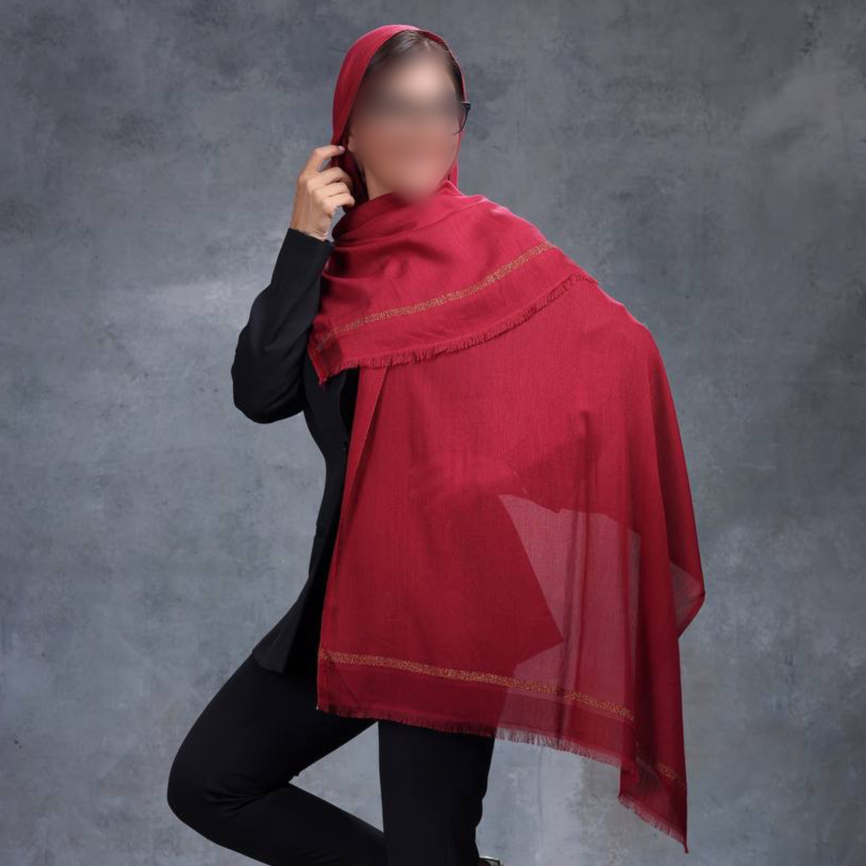 شال نخی ساده حاشیه لمه دار 4