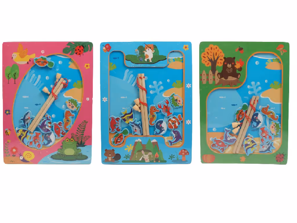 اسباب بازی ماهیگیری چوبی مدل مگنتی کفی دار