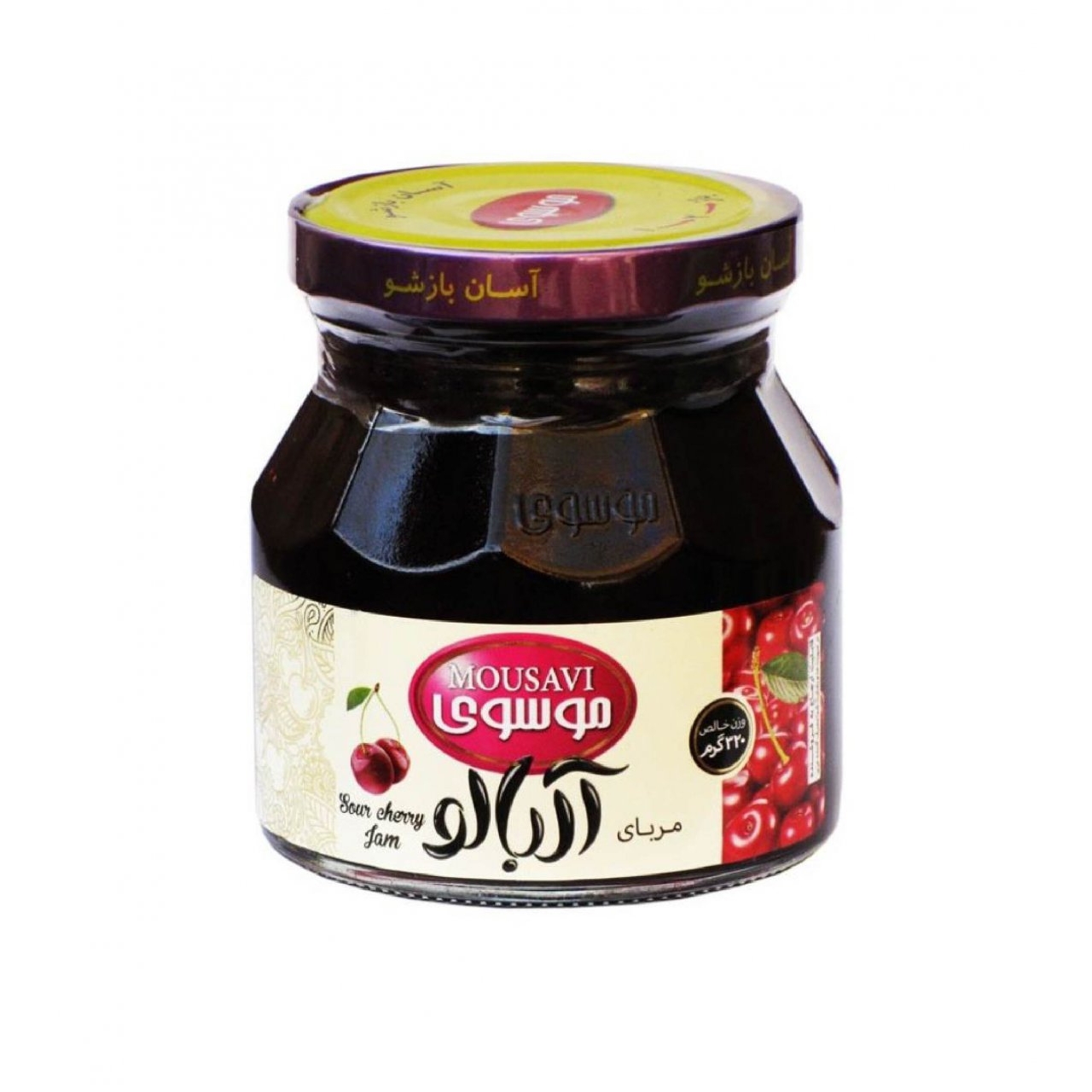 مربای آلبالو موسوی شیشه ای 320گرمی