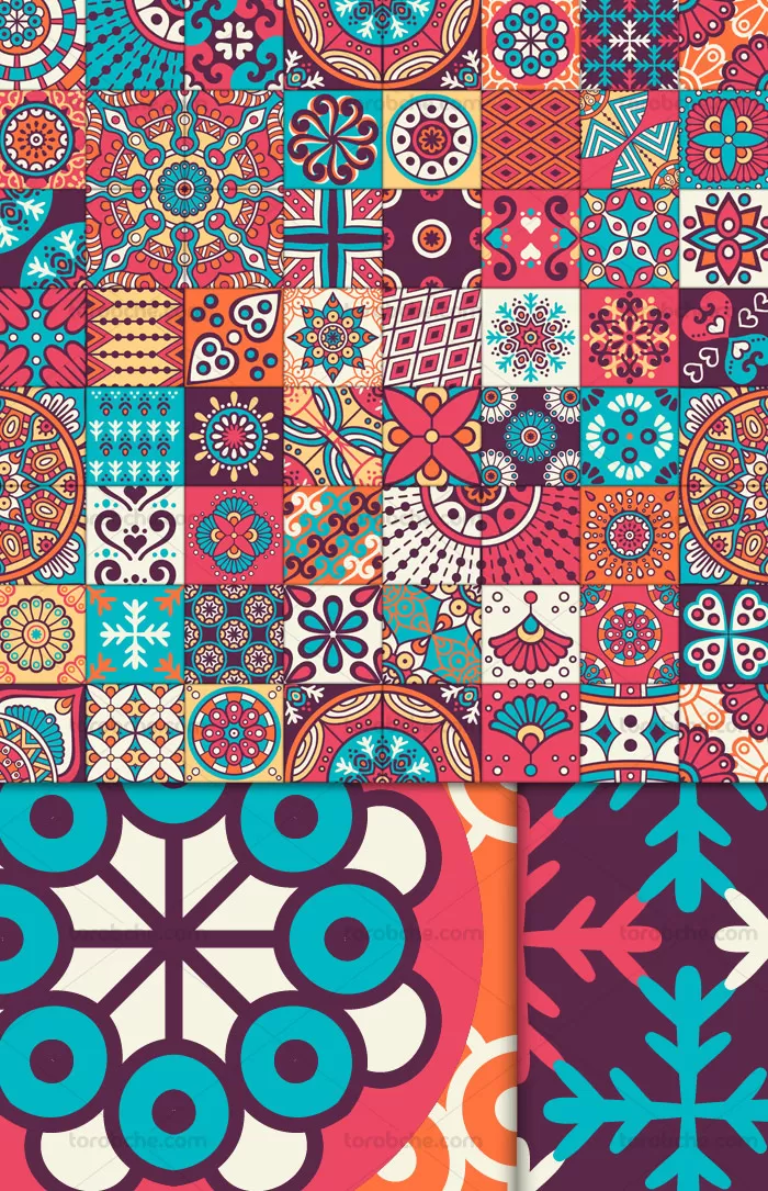 وکتور طرح پترن دکوریتیو با نقوش سنتی | گرافیک با طعم تربچه