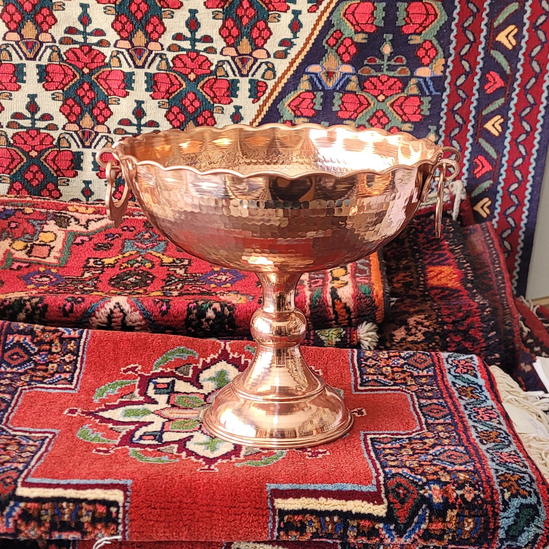 آجیل خوری مسی چکشی پایه دار