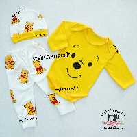  ست سه تیکه اسپورت طرح کارتونی وینی پو . قبل از سفارش موجودی بگیرین. شامل بادی و شلوار و کلاه . اسپورت دخترانه و پسرانه