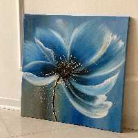 تابلو نقاشی گل آبی تکنیک آکریلیک 