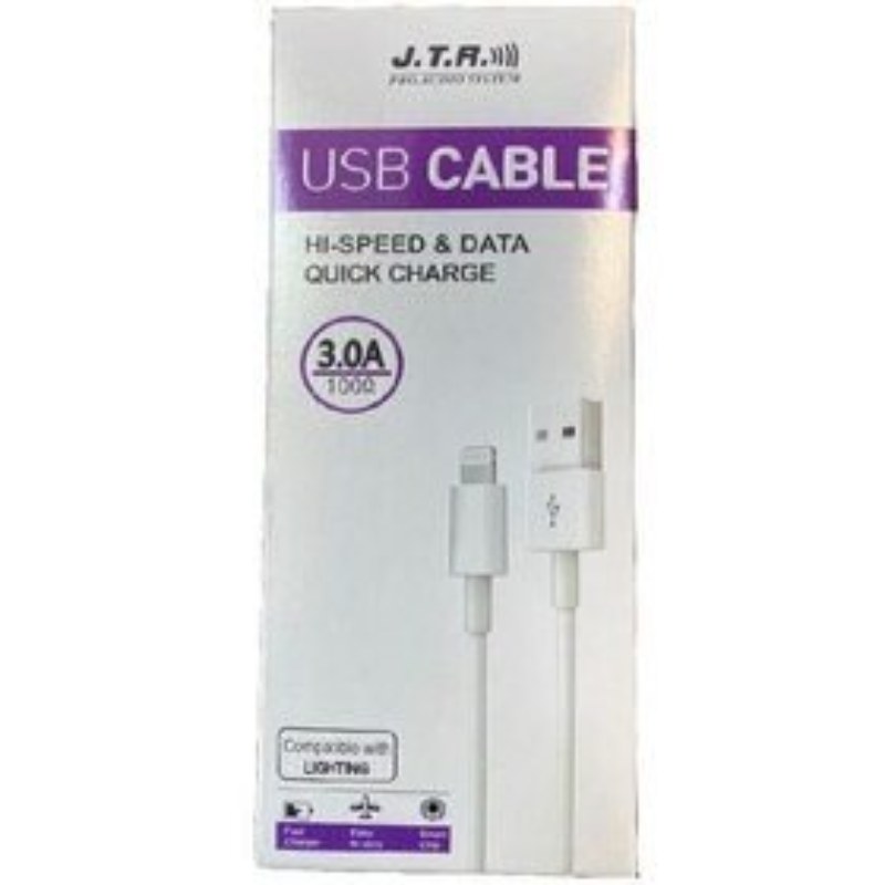 کابل شارژ آیفون LIGHTING برند JTR رنگ سفید