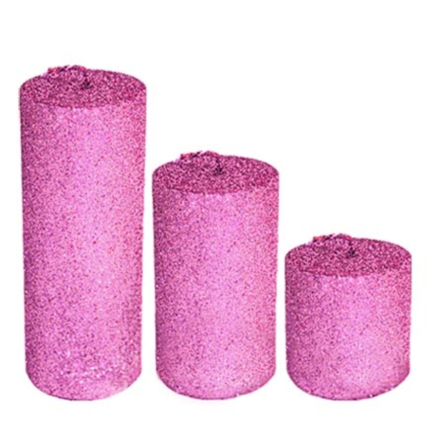 ست شمع استوانه ای اکلیلی صورتی آبی وسیاه