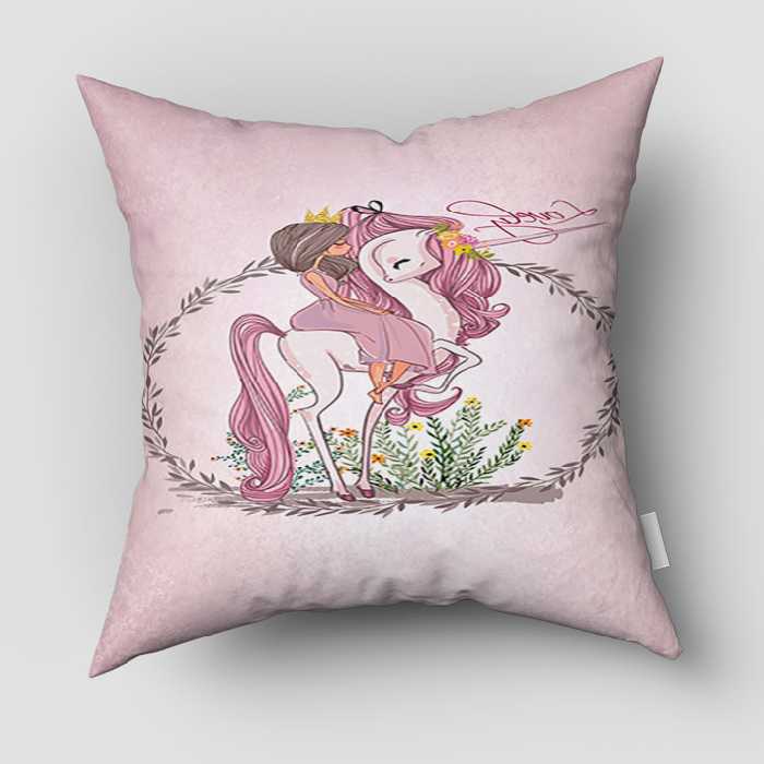 کوسن چاپی دخترانه طرح تکشاخ pk-2924