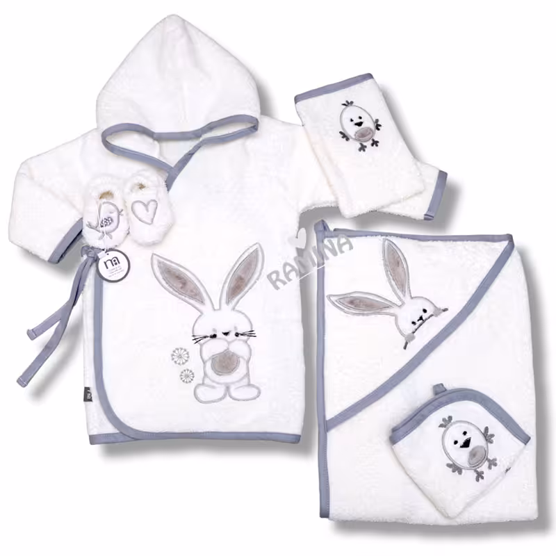 ست حوله نوزادی 5 تکه دخترانه طرح خرگوش و جوجه مادرکر Mothercare