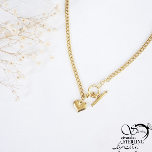 گردنبند استیل با قفل T روکش طلا کد 11260